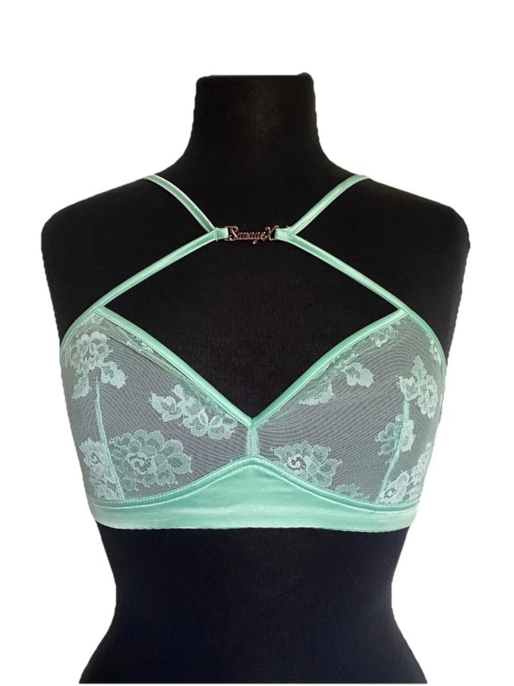 Savage X Fenty Lingerie by Rihanna SavageX Sheer Bra Size Medium Mint Green NWT
